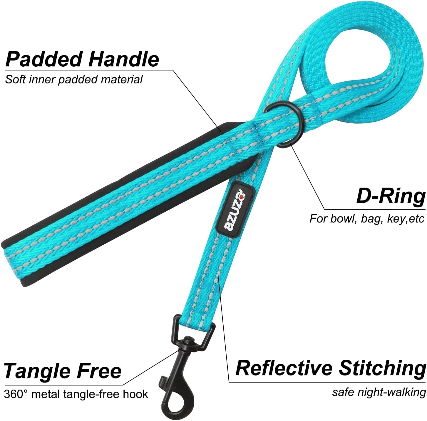 Durable Padded Dog Leash and Collar Set, with Airtag Holder and Reflective Strip, Extra Safe and Comfy for Small Dogs,Blue