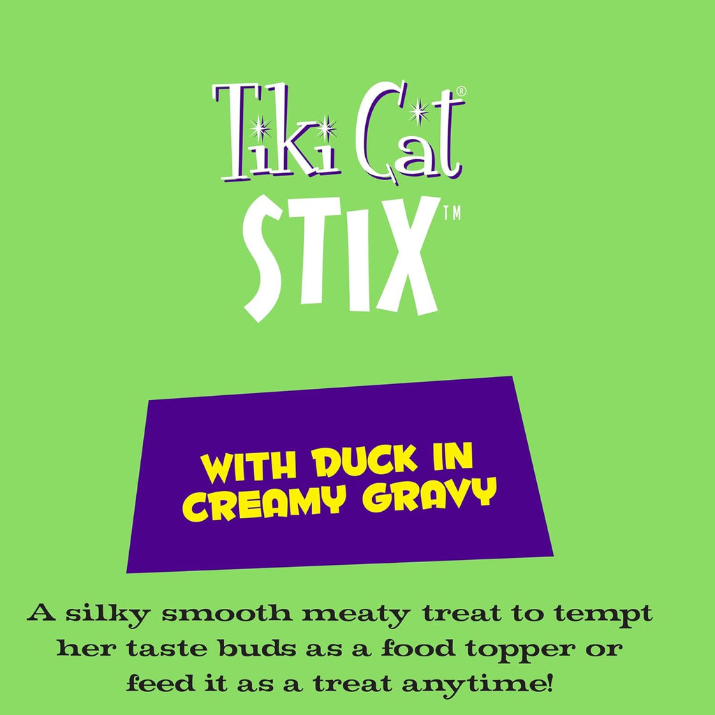 Tiki Cat Stix Wet Treats, Grain Free Lickable Mousse with Duck in Creamy Gravy 6 Count (Pack of 1)