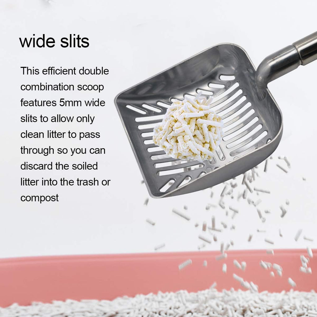 Stainless Steel Cat Litter Scoop 23 Inches Telescoping Litter Scoop with Long Handle Perfect Scooper for Cats and Dogs