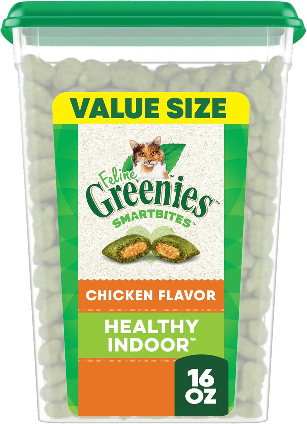 Feline Smartbites Healthy Indoor Cat Treats, Chicken Flavor, 16 Oz. Tub