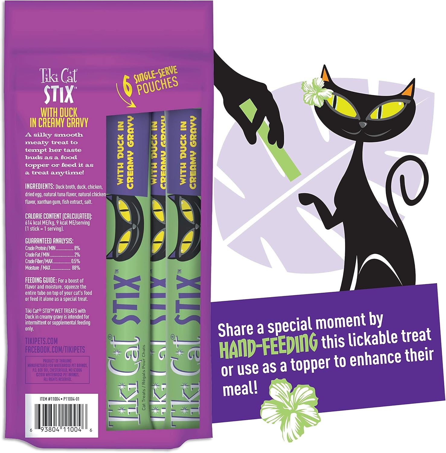 Tiki Cat Stix Wet Treats, Grain Free Lickable Mousse with Duck in Creamy Gravy 6 Count (Pack of 1)